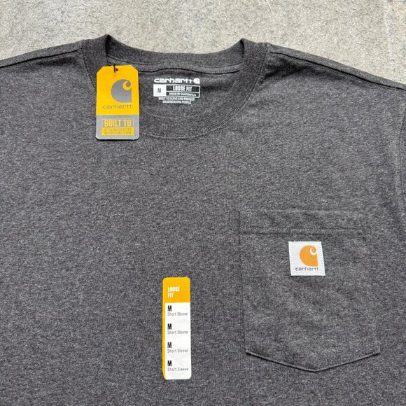 Carhartt T-Shirt Men M Gray Loose Fit Heavyweight Short Sleeve Pocket Crew IDEXX - Picture 1 of 12